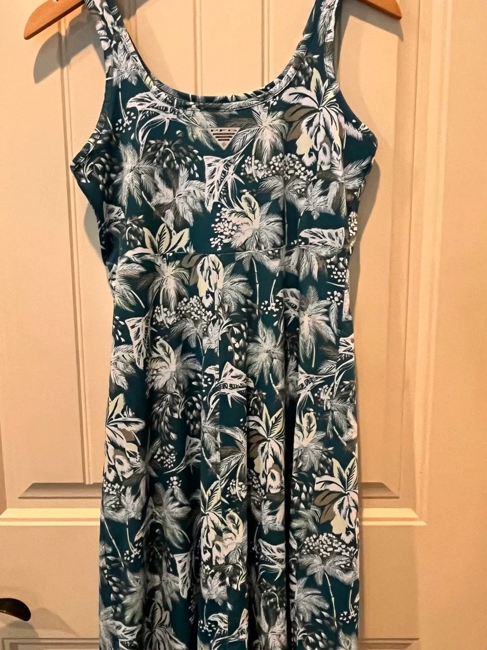 Columbia Small Teal Tropical Print Tank Dress Summer Athletic Resort Boating Vac - Picture 4 of 7
